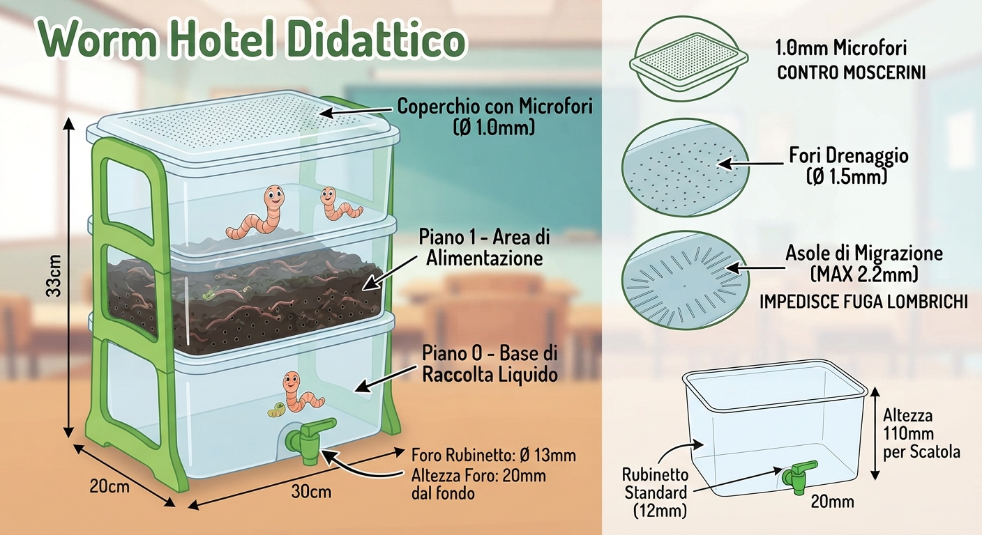Worm Hotel didattico con lombrichi
